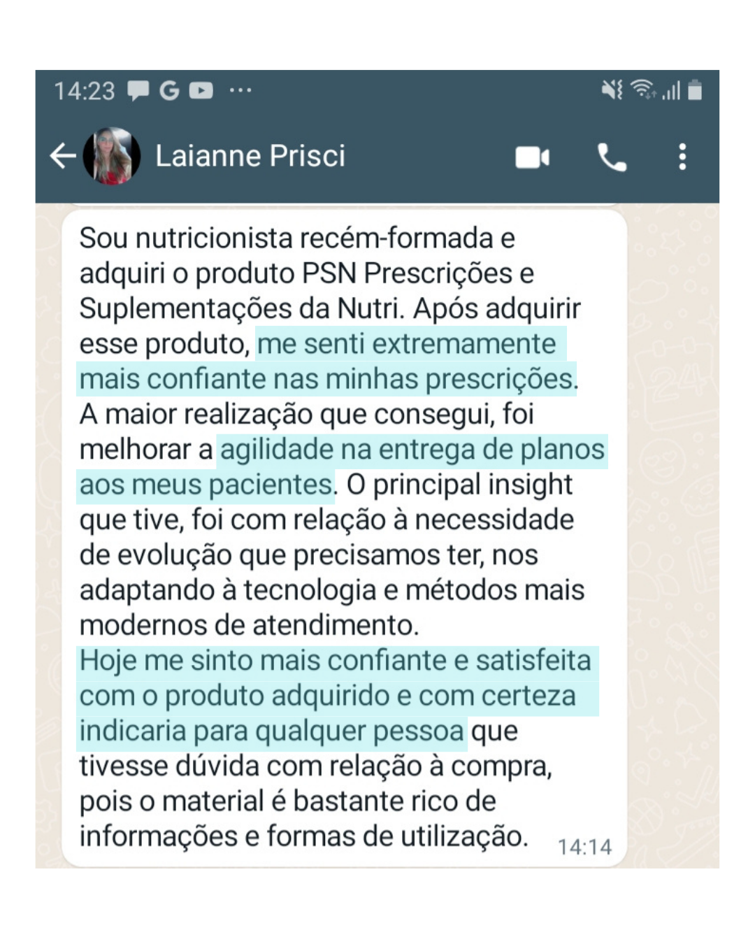 Print real de depoimento 11