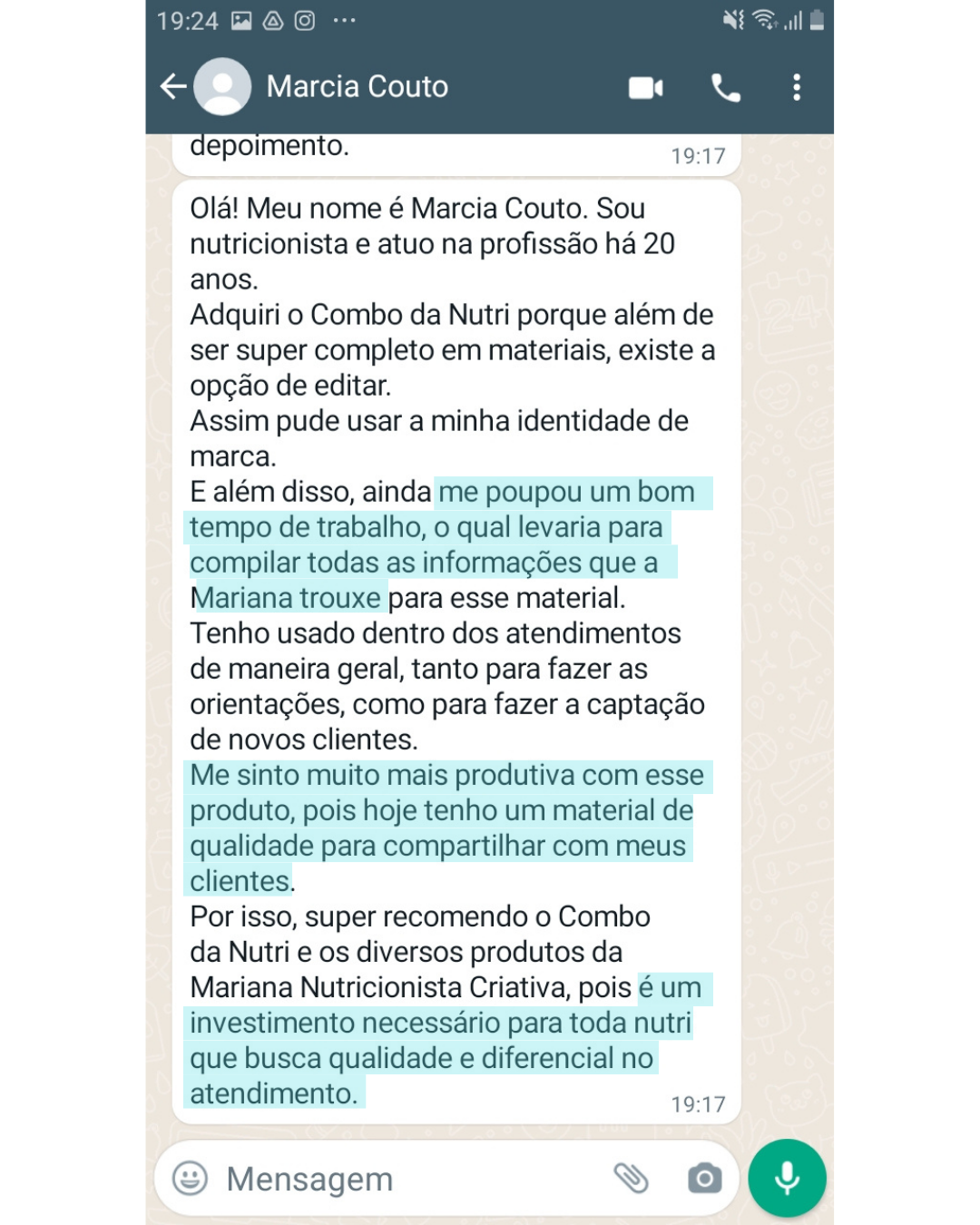 Print real de depoimento 2